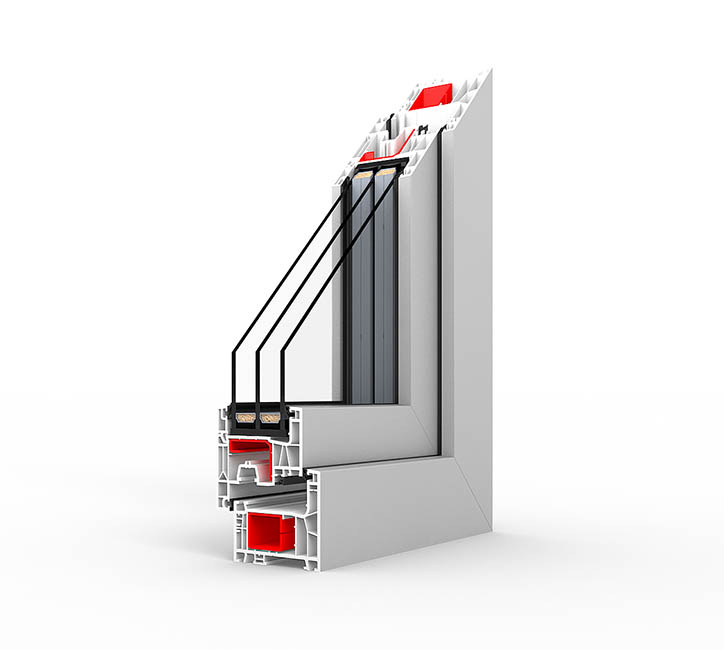 IDEAL NEO AD Profilquerschnitt — 6-Kammer-System 76mm