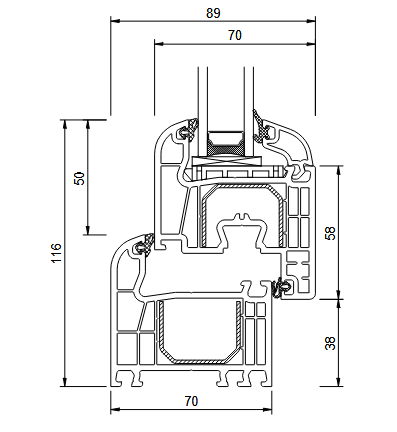 IGLO 5 Classic Profilquerschnitt — 5-Kammer-System 70mm