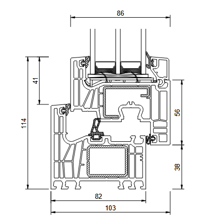 IGLO EDGE Profilquerschnitt — 7-Kammer-System 82mm