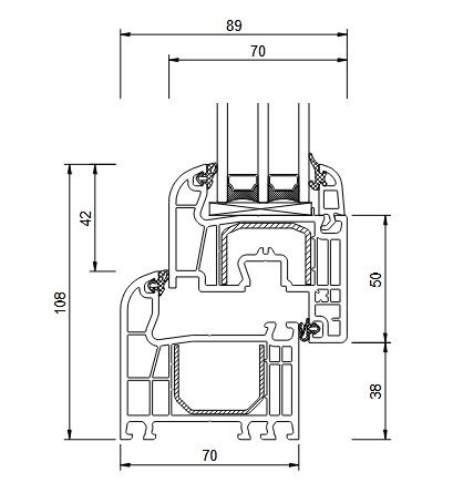 IGLO Light Profilquerschnitt — 5-Kammer-System 70mm