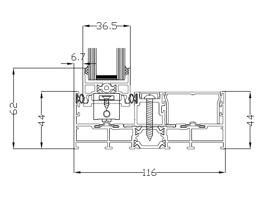 COR VISION Aluminium-Schiebetür Profilquerschnitt