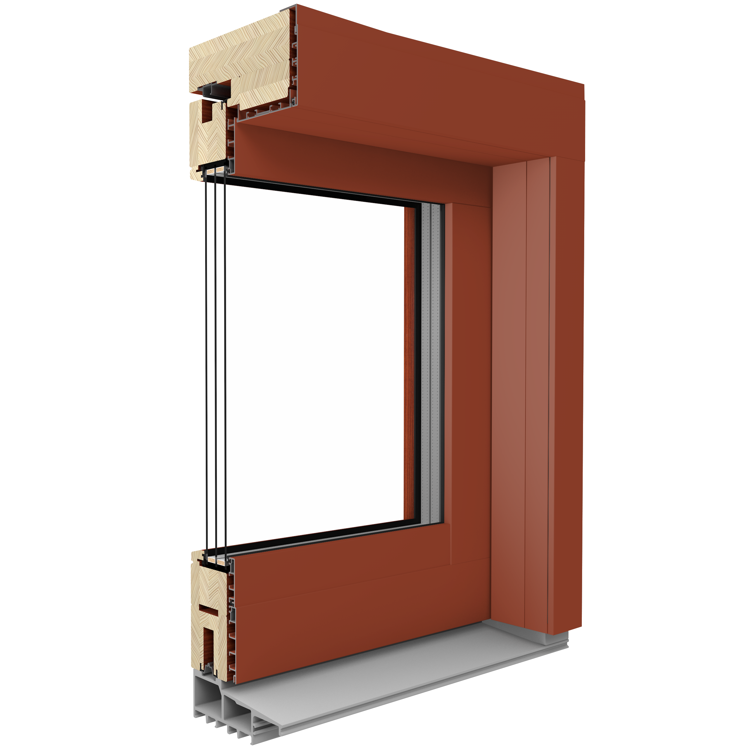 DUOLINE HS Holz-Alu-Hebeschiebetür Profilquerschnitt